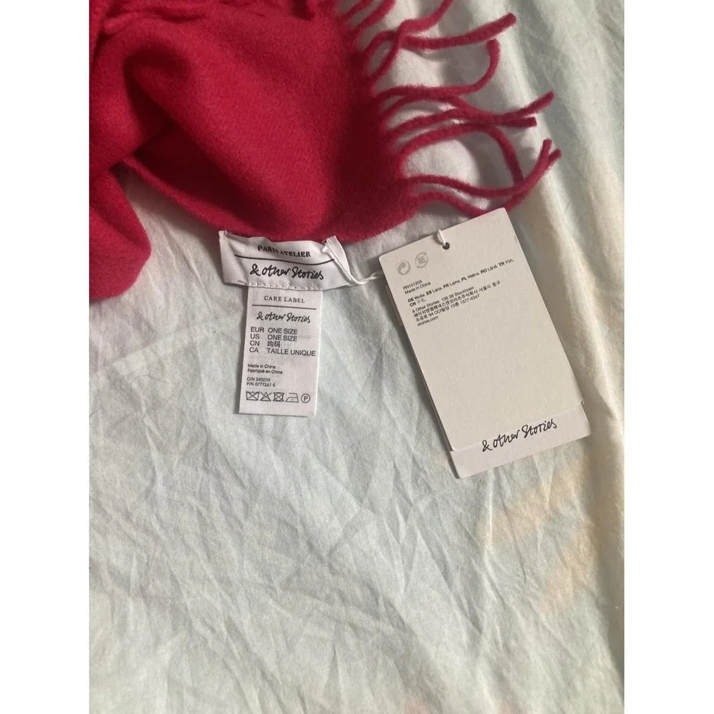 $100 EUC STOCKHOLM ATELIER & OTHER STORIES wool knit scarf O/S hot pink solid‎